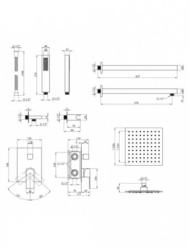 Душова система прихованого монтажу Kroner KRP Edelstahl Kubus - SCH082 | купити | SilverGoose.com.ua.com.ua