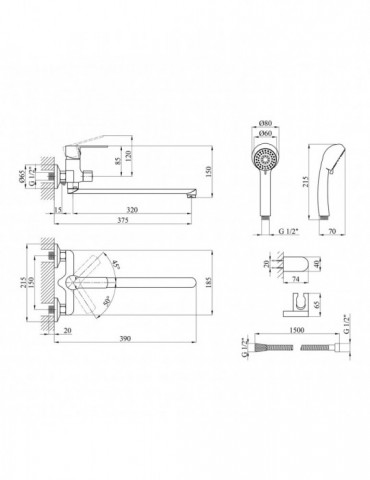 Змішувач для ванни Kroner KRP Bremen - C070 | купити | SilverGoose.com.ua.com.ua