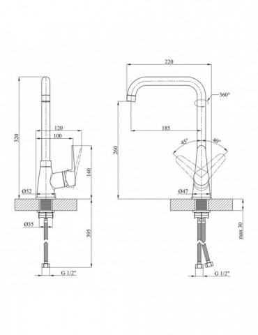 Змішувач для кухні Kroner KRM Elbe - C030 | купити | SilverGoose.com.ua.com.ua