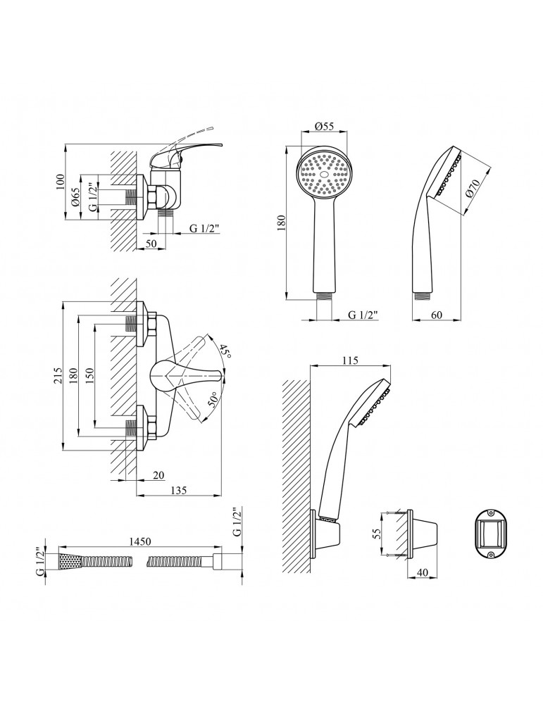 Змішувач для душу Agua Leon - C050 | купити | SilverGoose.com.ua.com.ua