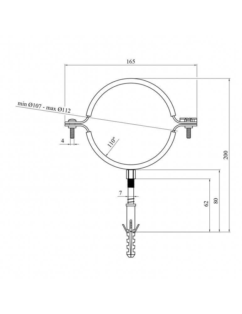 Хомут зі шпилькою в зборі Karro 110" 107-112 мм металевий | купити | SilverGoose.com.ua.com.ua
