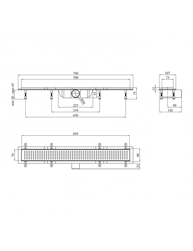 Трап лінійний Kroner KRP Harz L70 Löcher | купити | SilverGoose.com.ua.com.ua