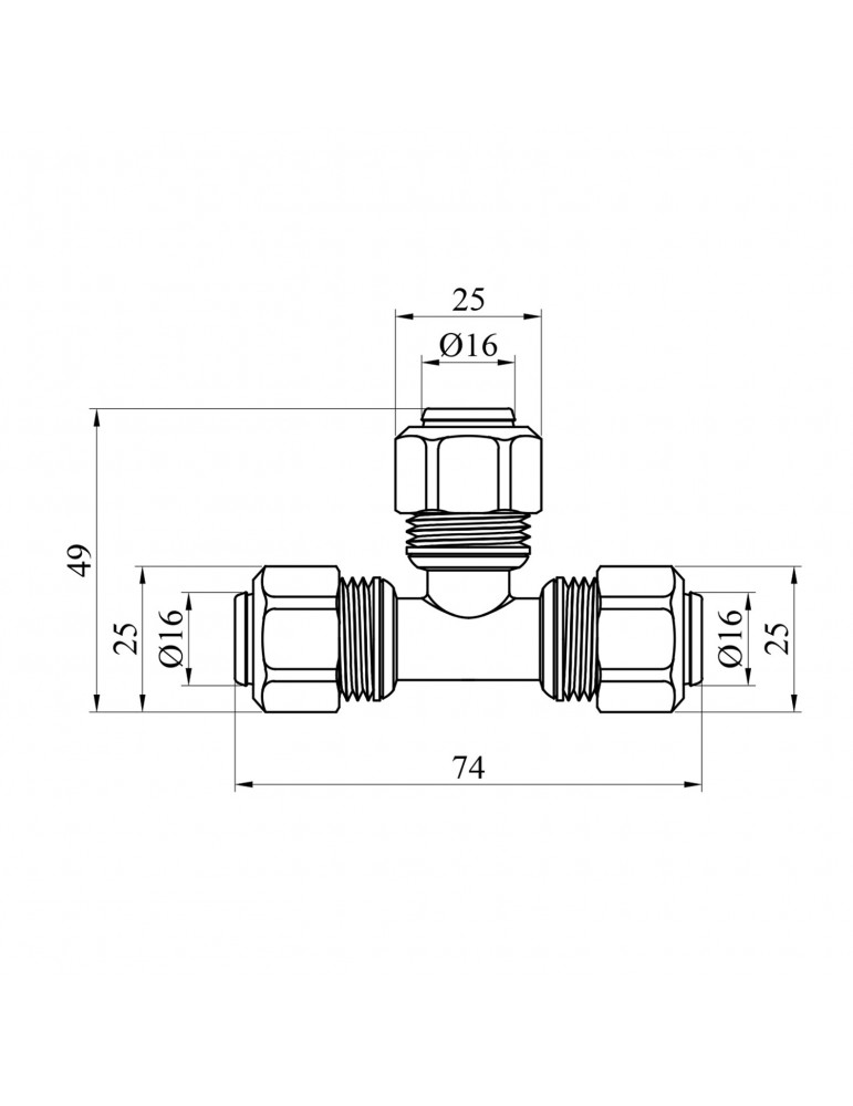 Трійник металопластиковий Karro 16х16х16 KR-0730 | купити | SilverGoose.com.ua.com.ua