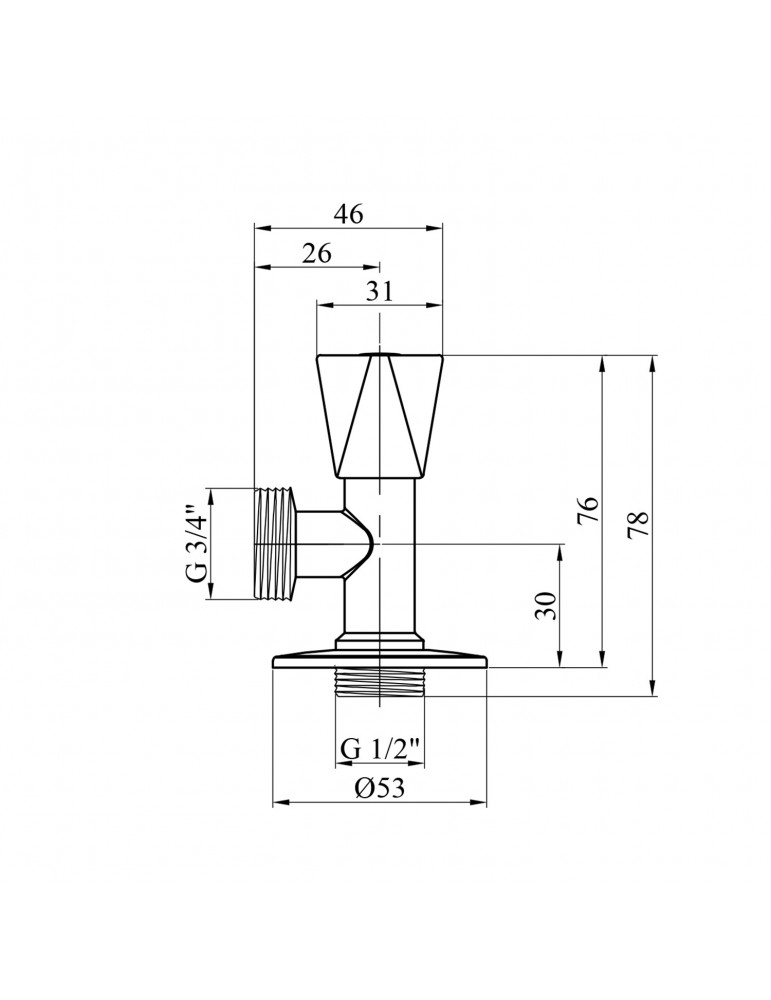 Кран приладний для підключення Karro 1/2"х3/4" ЗЗ KR-3125 | купити | SilverGoose.com.ua.com.ua