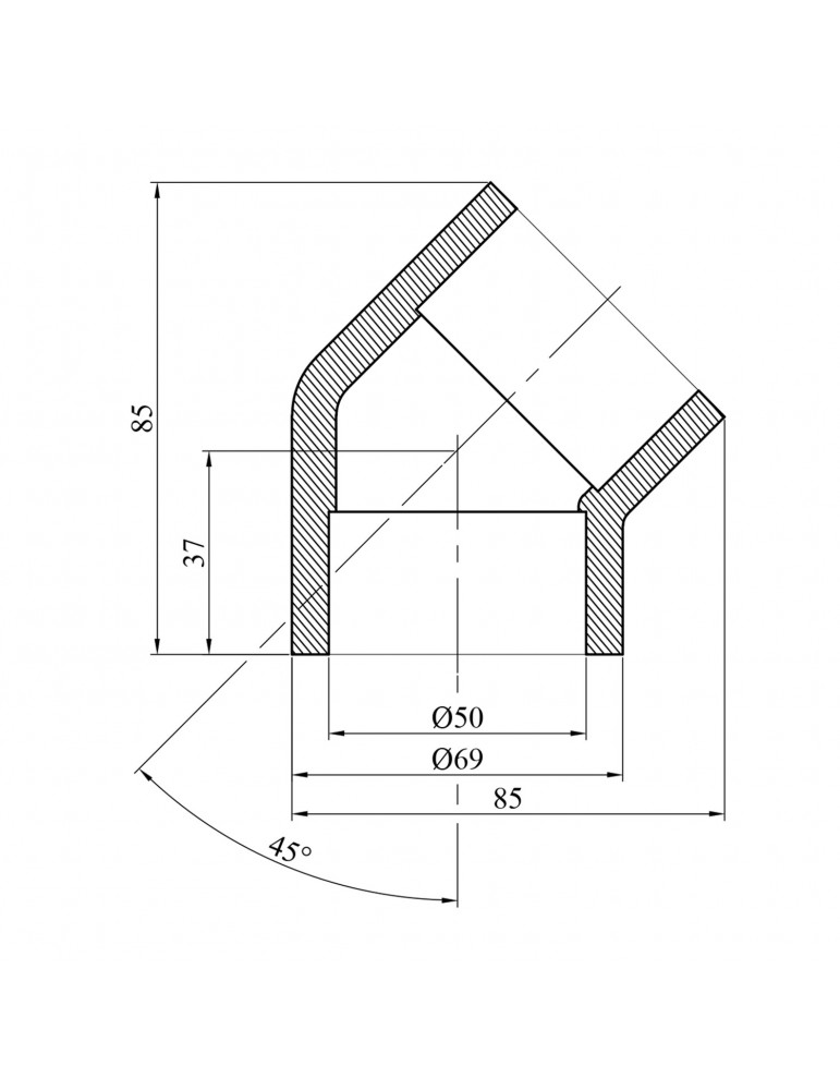 Коліно 45° PPR Baux 50 мм | купити | SilverGoose.com.ua.com.ua