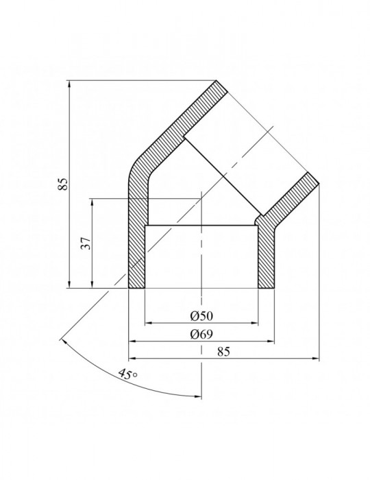 Коліно 45° PPR Baux 50 мм | купити | SilverGoose.com.ua.com.ua