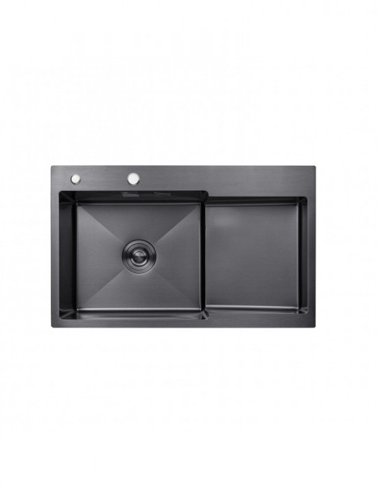 Кухонна мийка Kroner KRP Schwarze - 7848LHM PVD (3.0/1.0 мм) | купити | SilverGoose.com.ua.com.ua
