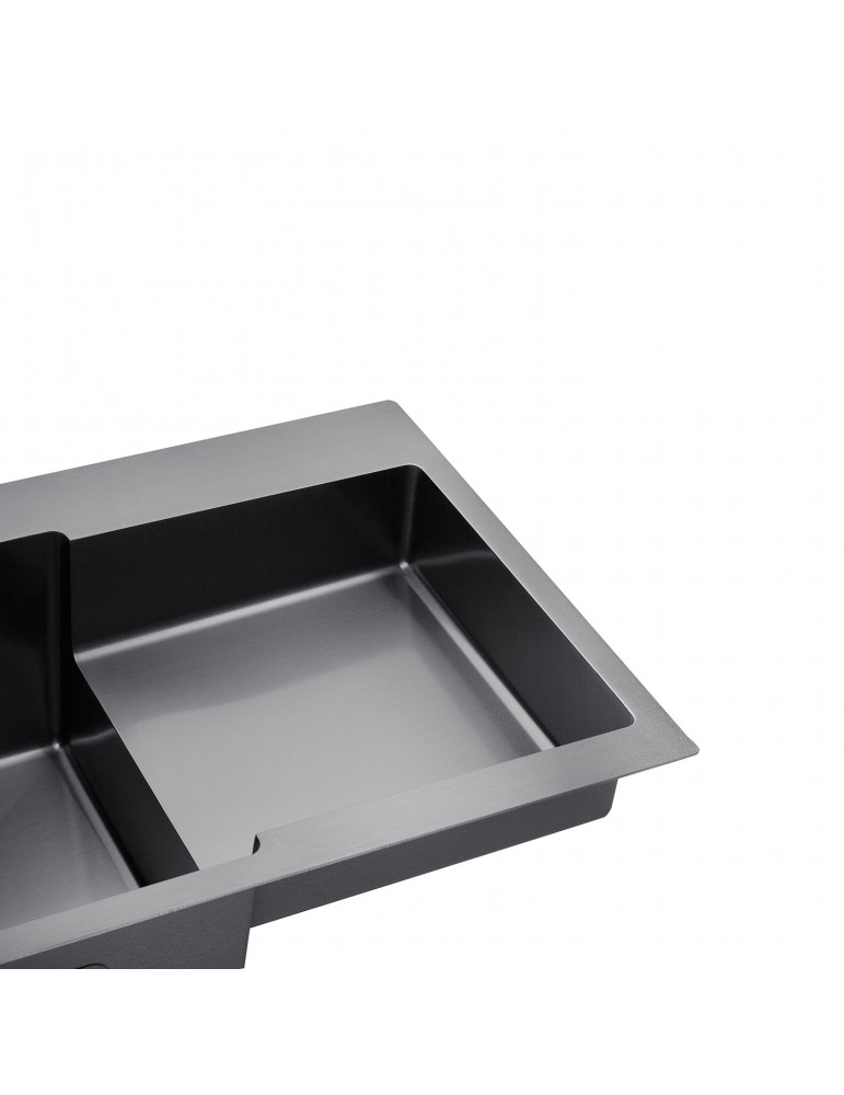 Кухонна мийка Kroner KRP Schwarze - 7848LHM PVD (3.0/1.0 мм) | купити | SilverGoose.com.ua.com.ua