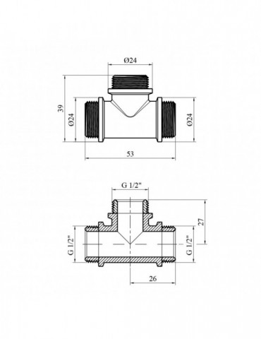 Трійник STA "Premium" (DN) 15 ЗЗЗ нікель | купити | SilverGoose.com.ua.com.ua