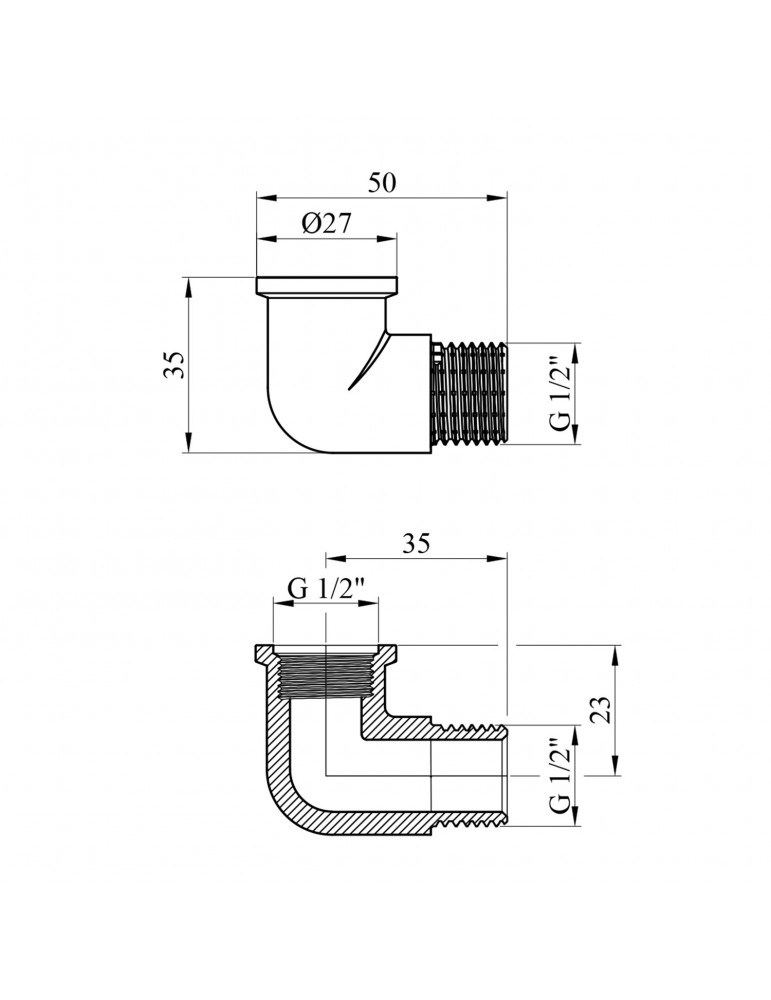 Кутник подовжений STA "Premium" (DN) 15 ВЗ нікель | купити | SilverGoose.com.ua.com.ua