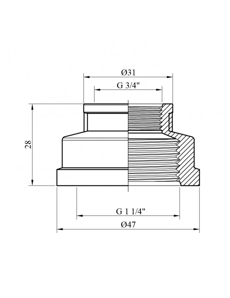Муфта перехідна STA (DN) 20х32 ВВ латунна | купити | SilverGoose.com.ua.com.ua