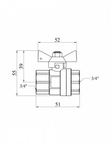 Кран кульовий STA (DN) 20 ВВ PN30 жовтий метелик, латунь | купити | SilverGoose.com.ua.com.ua
