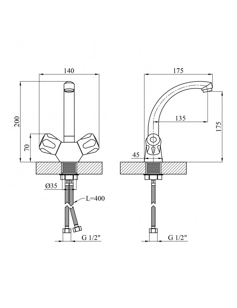 Змішувач для раковини Kroner KRP Hamburg - C010 | купити | SilverGoose.com.ua.com.ua