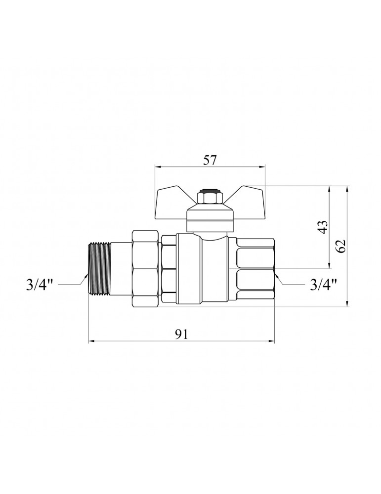 Кран-американка прямий STA "LB" 3/4" ВЗ PN40 зелений метелик, нікель | купити | SilverGoose.com.ua.com.ua