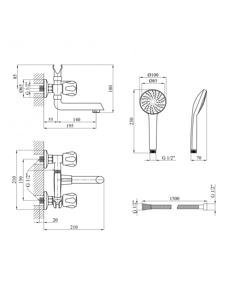 Змішувач для ванни Kroner KRP Hamburg - C060 | купити | SilverGoose.com.ua.com.ua