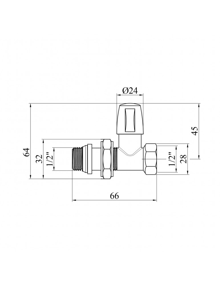 Кран вентильний радіаторний STA 1/2" ВЗ під шестигранник з системою антіпротечка прямий, нікель | купити | SilverGoose.com.ua.co