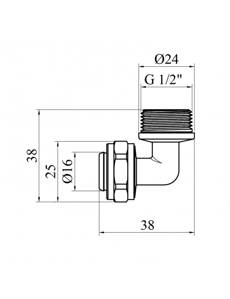Коліно металопластикове STA (DN) 16х1/2" РЗ | купити | SilverGoose.com.ua.com.ua