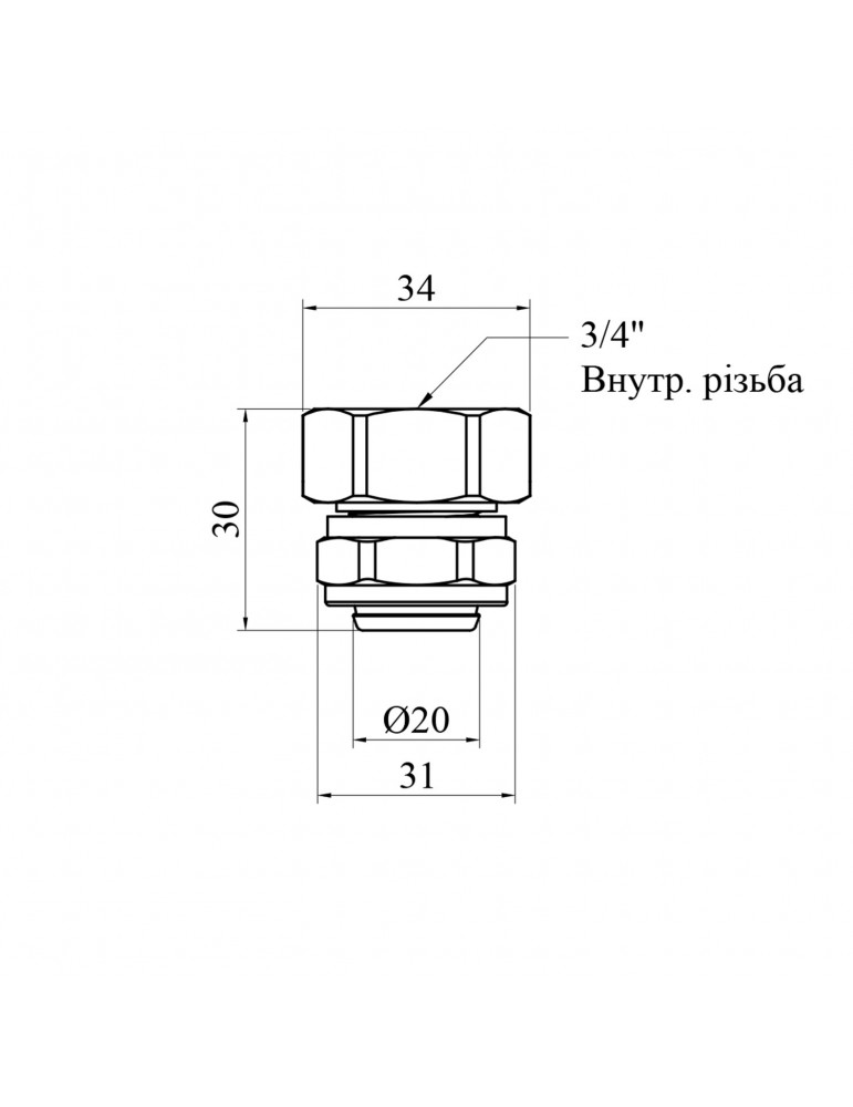 Муфта металопластикова STA (DN) 20х3/4" РВ | купити | SilverGoose.com.ua.com.ua