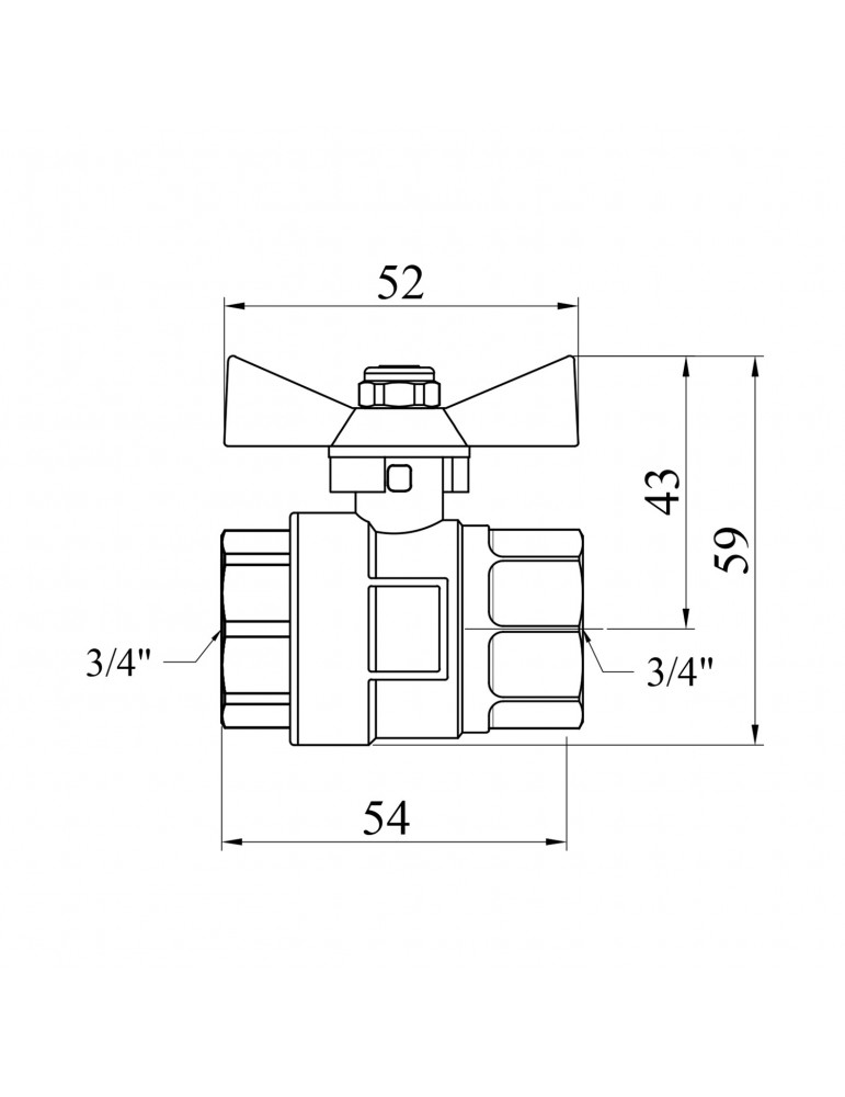 Кран кульовий STA "Premium" (DN) 20 ВВ PN40 метелик, нікель | купити | SilverGoose.com.ua.com.ua