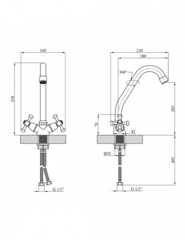 Змішувач для кухні Kroner KRM Rhein - C030 | купити | SilverGoose.com.ua.com.ua