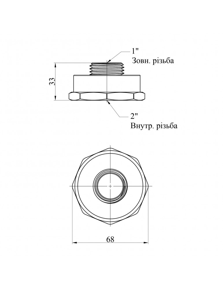 Перехід STA (DN) 25х50 ВЗ латунний | купити | SilverGoose.com.ua.com.ua