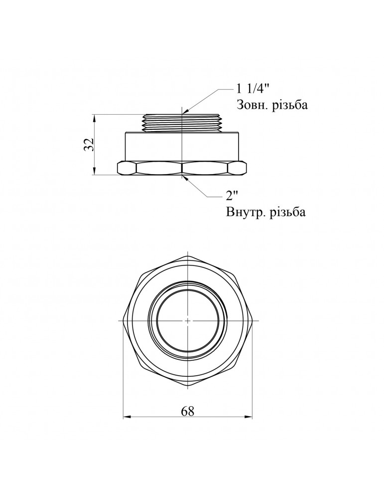 Перехід STA (DN) 32х50 ВЗ латунний | купити | SilverGoose.com.ua.com.ua