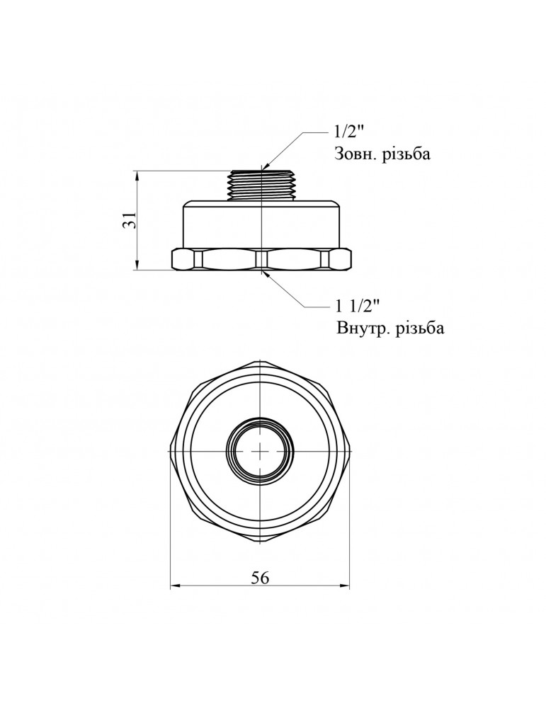 Перехід STA (DN) 15х40 ВЗ латунний | купити | SilverGoose.com.ua.com.ua