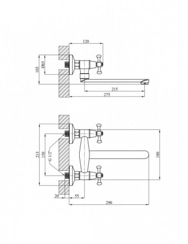 Змішувач для кухні настінний Kroner KRM Rhein - C040 | купити | SilverGoose.com.ua.com.ua