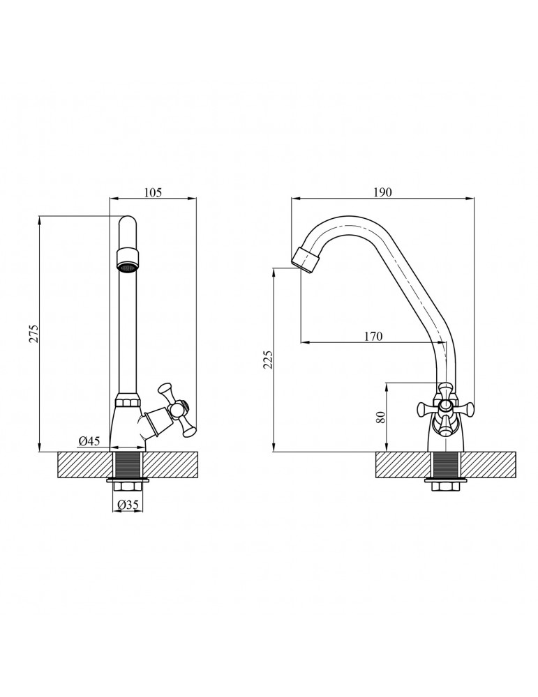 Кран на одну воду Kroner KRM Rhein - C091 | купити | SilverGoose.com.ua.com.ua