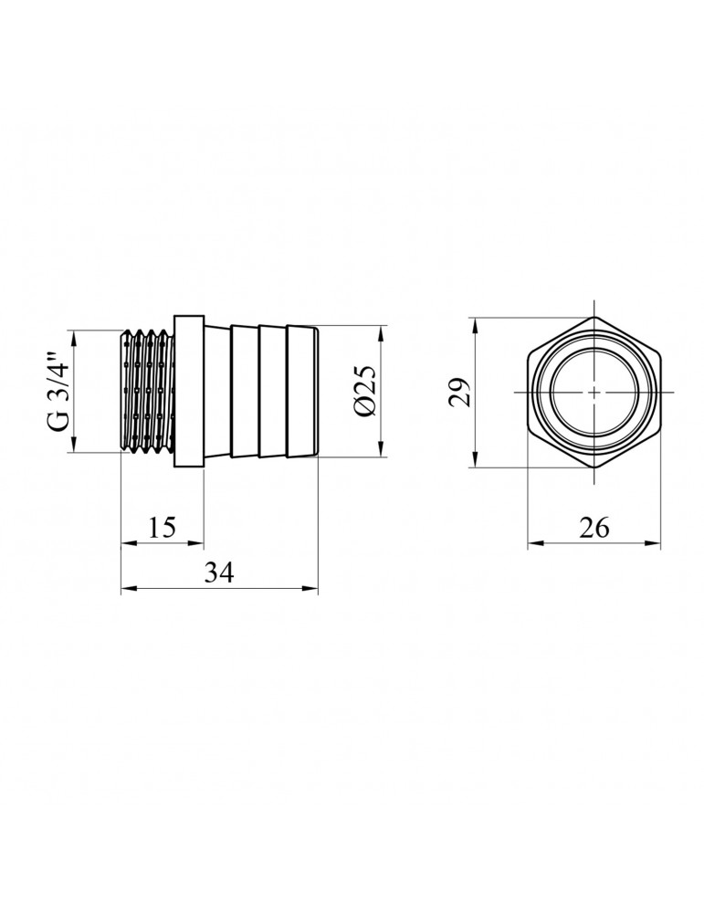 Штуцер Nikiforov 3/4" РЗ, D25 мм нікель | купити | SilverGoose.com.ua.com.ua