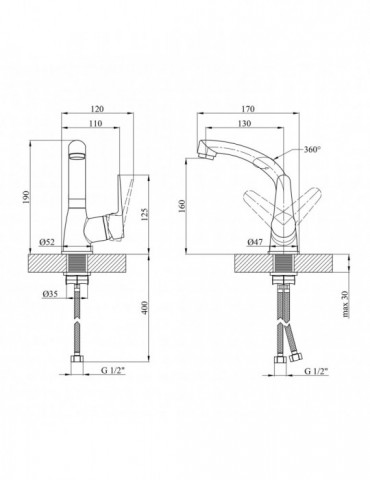 Змішувач для кухні Kroner KRM Elbe - C031 | купити | SilverGoose.com.ua.com.ua