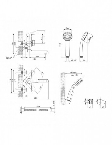 Змішувач для ванни Kroner KRM Elbe - C060 | купити | SilverGoose.com.ua.com.ua
