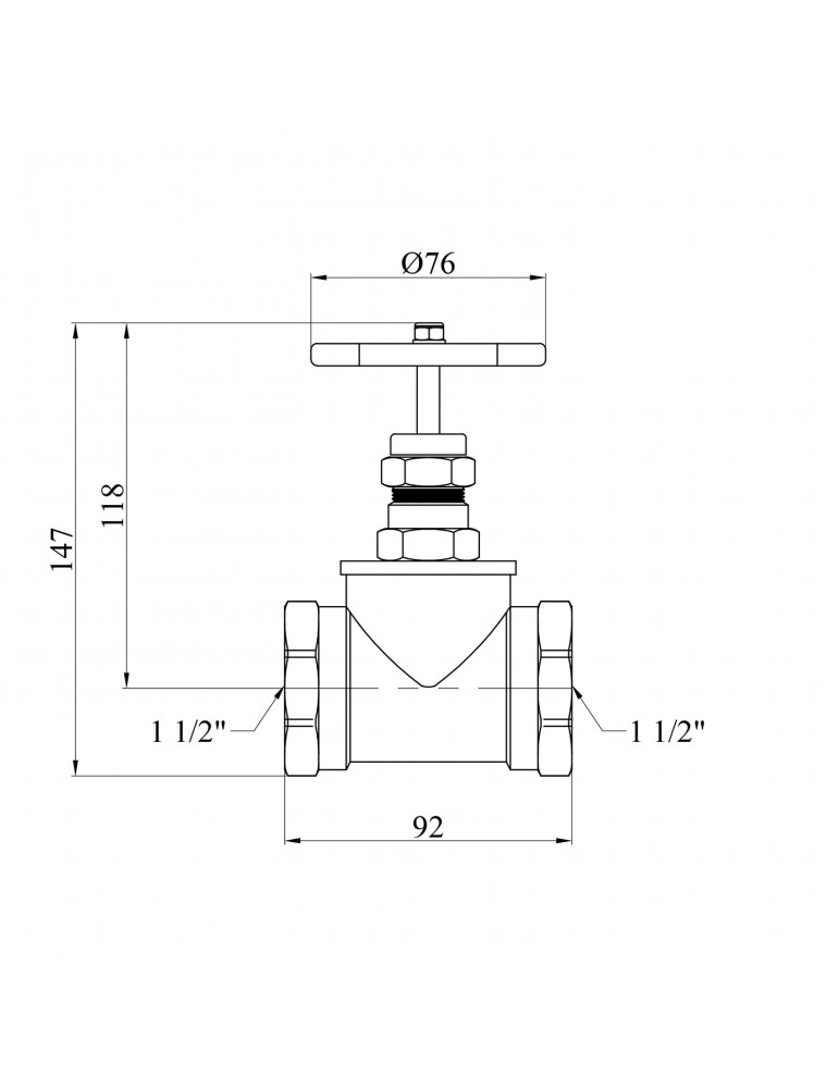 Вентиль запірний LexLine 1 1/2" ВВ PN16 латунний УК1124-ПА | купити | SilverGoose.com.ua.com.ua