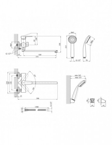 Змішувач для ванни Kroner KRM Elbe - C070 | купити | SilverGoose.com.ua.com.ua