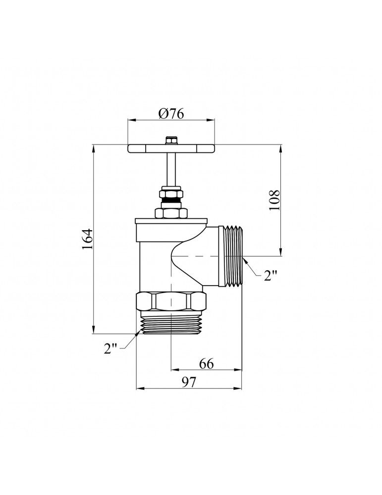 Вентиль запірний кутовий LexLine 2" ЗЗ PN16 латунний УК1128-В | купити | SilverGoose.com.ua.com.ua