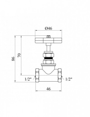 Вентиль запірний з накидною гайкою LexLine 1/2" ВВ PN16 латунний УК1111-ПАГ | купити | SilverGoose.com.ua.com.ua