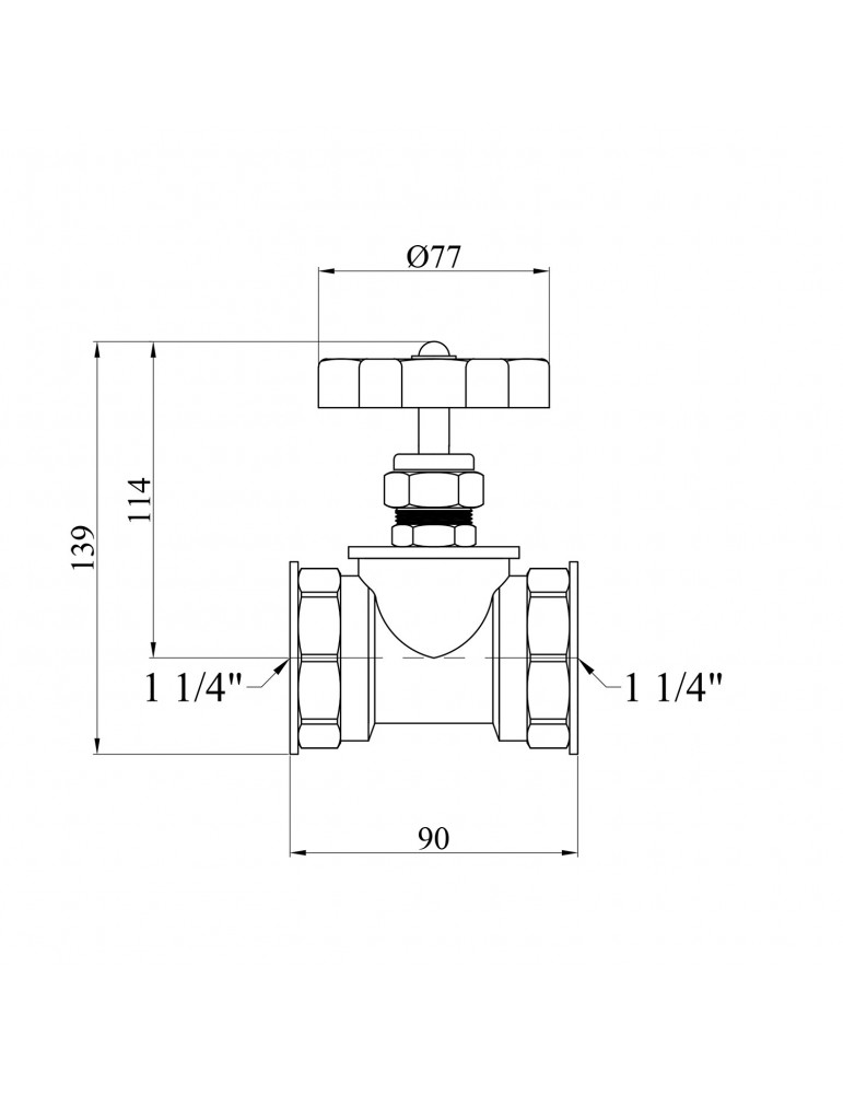Вентиль запірний з накидною гайкою LexLine 1 1/4" ВВ PN16 латунний УК1123-ПАГ | купити | SilverGoose.com.ua.com.ua