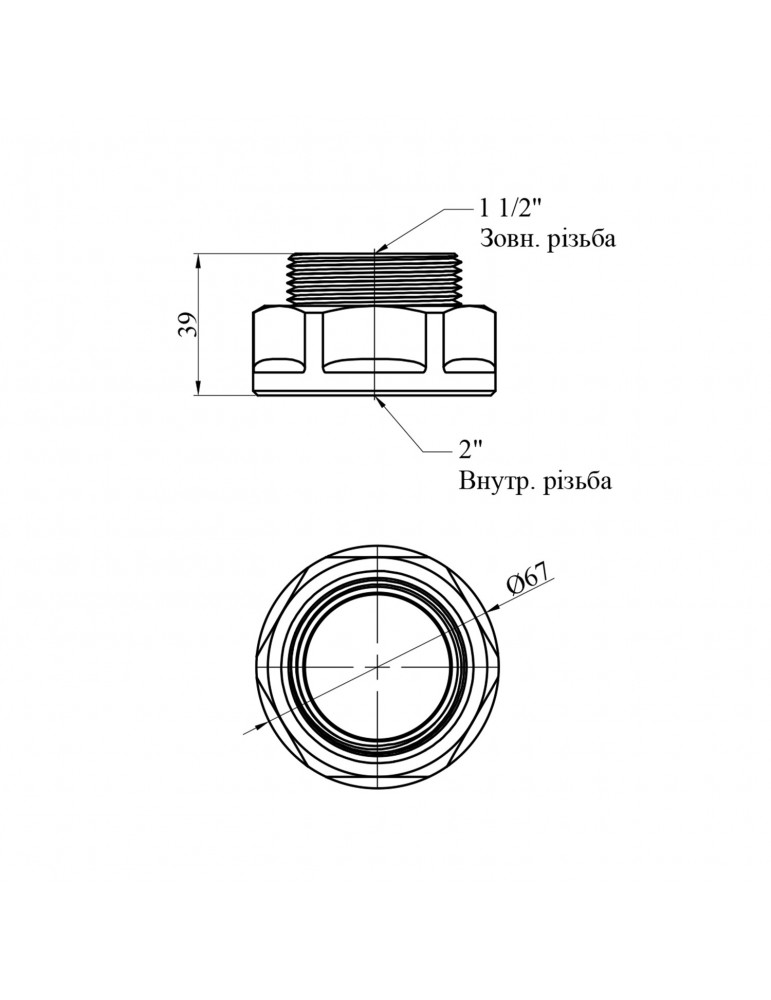 Перехідник посилений LexLine 2"х1 1/2" ВЗ нікель НК0622-Вн | купити | SilverGoose.com.ua.com.ua