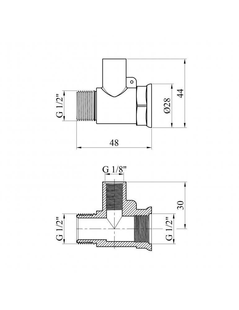 Трійник посилений LexLine 1/2"х1/2''хМ10 ЗВВ латунний УК0243-В | купити | SilverGoose.com.ua.com.ua