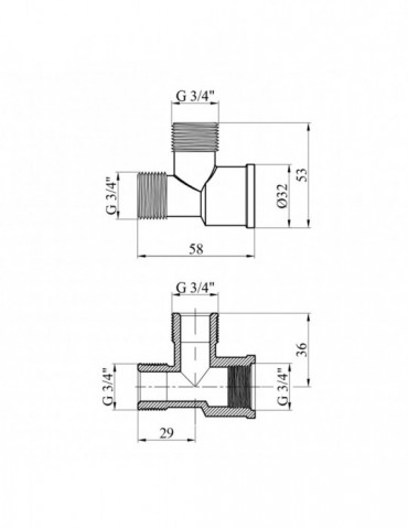 Трійник посилений LexLine 3/4" ВЗЗ нікель НК0209-Вн | купити | SilverGoose.com.ua.com.ua