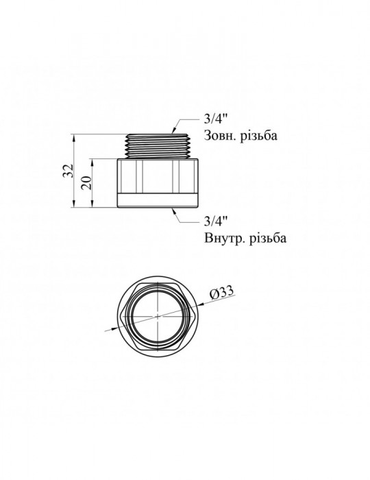 Подовжувач посилений LexLine 3/4" ВЗ L20 нікель НК0609-20-Вн | купити | SilverGoose.com.ua.com.ua
