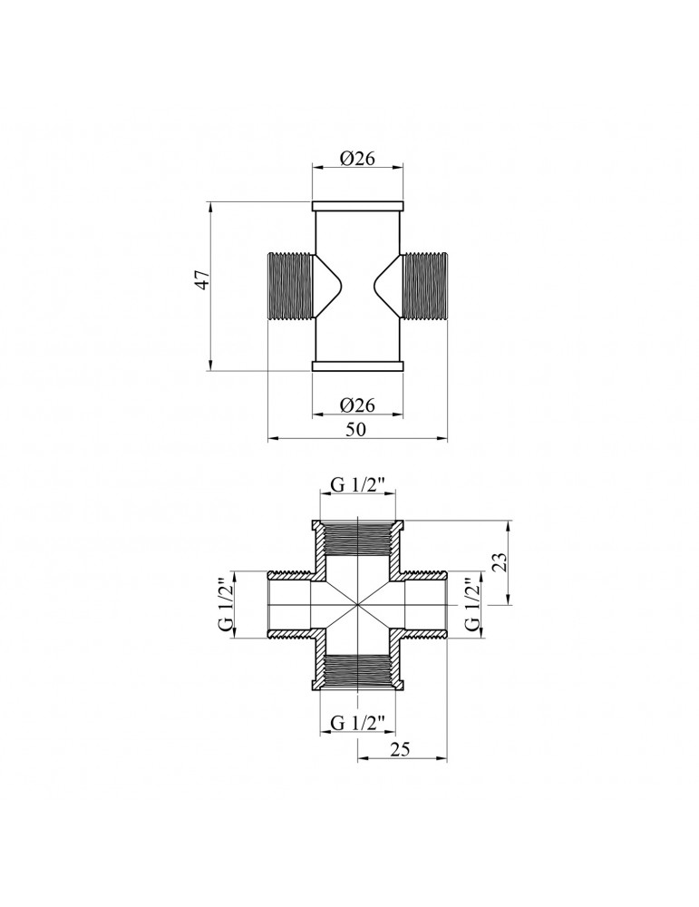 Хрестовина посилена LexLine 1/2" ВЗВЗ нікель НК4603-Вн | купити | SilverGoose.com.ua.com.ua