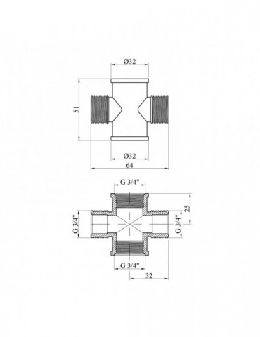 Хрестовина посилена LexLine 3/4" ВЗВЗ нікель НК4604-Вн | купити | SilverGoose.com.ua.com.ua