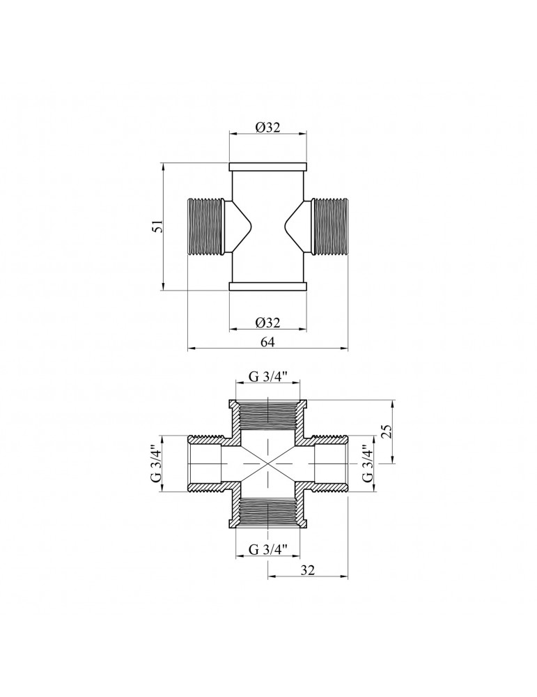 Хрестовина посилена LexLine 3/4" ВЗВЗ нікель НК4604-Вн | купити | SilverGoose.com.ua.com.ua