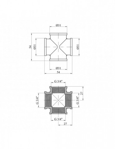Хрестовина посилена LexLine 3/4" ВВВВ нікель НК4605-Вн | купити | SilverGoose.com.ua.com.ua