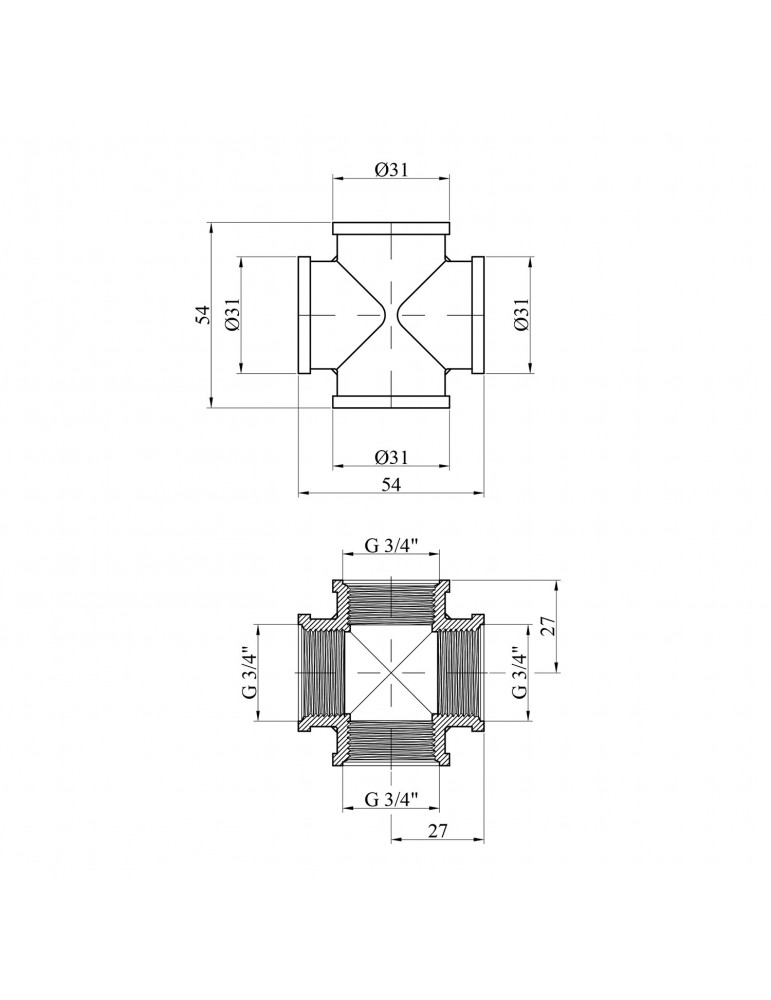 Хрестовина посилена LexLine 3/4" ВВВВ нікель НК4605-Вн | купити | SilverGoose.com.ua.com.ua