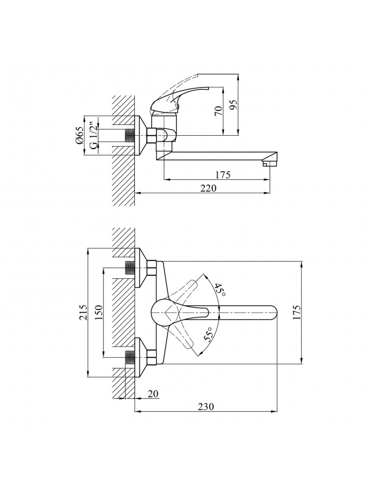Змішувач для кухні настінний Agua Leon - C040 | купити | SilverGoose.com.ua.com.ua