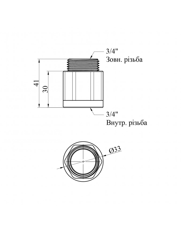 Подовжувач посилений LexLine 3/4" ВЗ L30 нікель НК0609-30-Вн | купити | SilverGoose.com.ua.com.ua