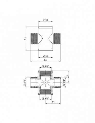 Хрестовина посилена LexLine 3/4'' ВЗВЗ латунна УК4604-В | купити | SilverGoose.com.ua.com.ua