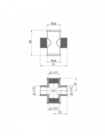 Хрестовина посилена LexLine 1/2'' ВЗВЗ латунна УК4603-В | купити | SilverGoose.com.ua.com.ua